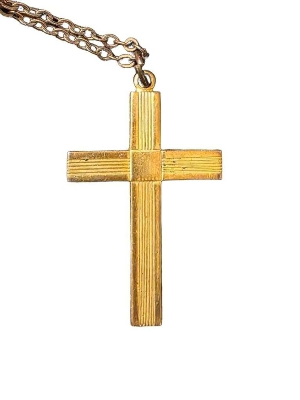 Vintage Gold Filled Art Deco Engraved Cross Pendant